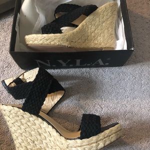 Black espadrille summer heel. N.Y.L.A.Colby Black